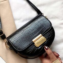 sac bandouliere effet croco noir