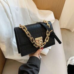 sac chaîne croco noir