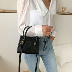 sac croco noir bandoulière