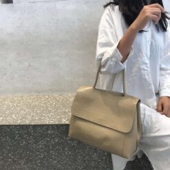 sac faux croco abricot