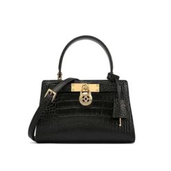 sac à main cuir croco noir