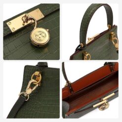 sac à main cuir croco vert intérieur