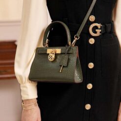 sac à main cuir croco vert modèle