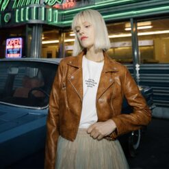 veste croco femme brun