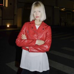 veste croco femme rouge