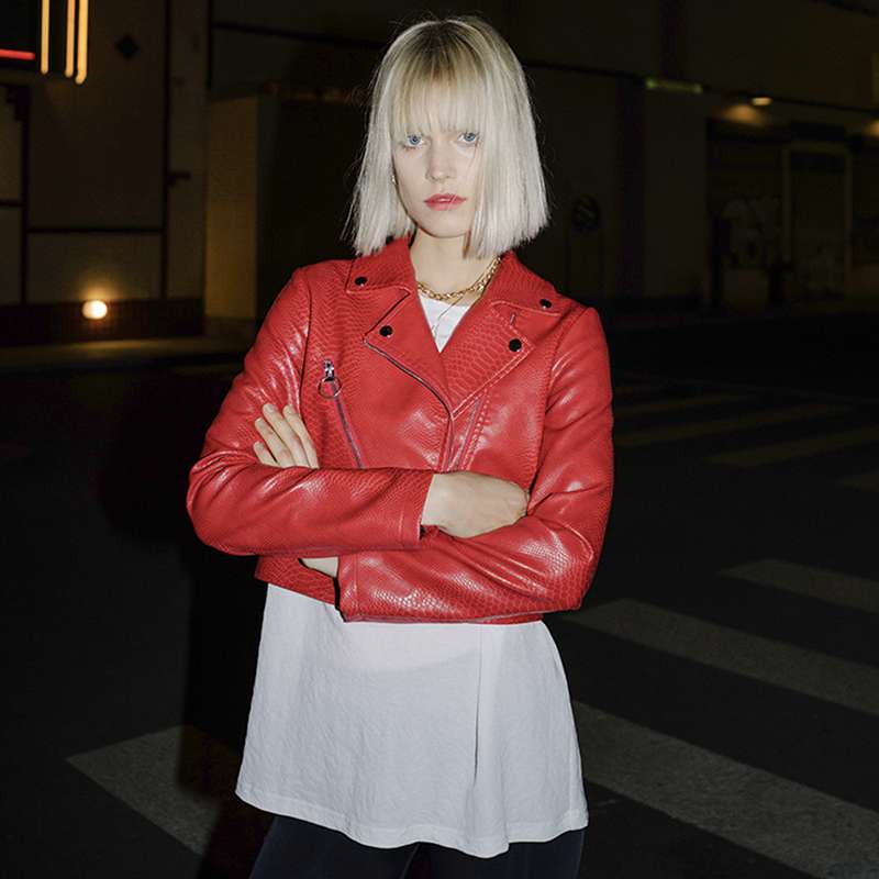 veste croco femme rouge