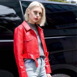 veste effet croco rouge