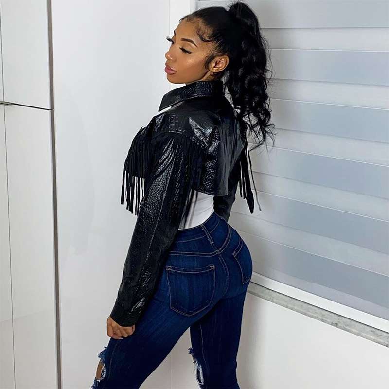 veste imitation crocodile femme noir