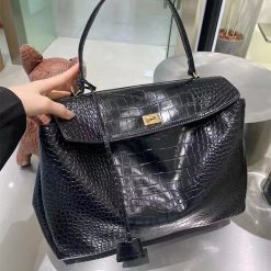 grand sac croco noir