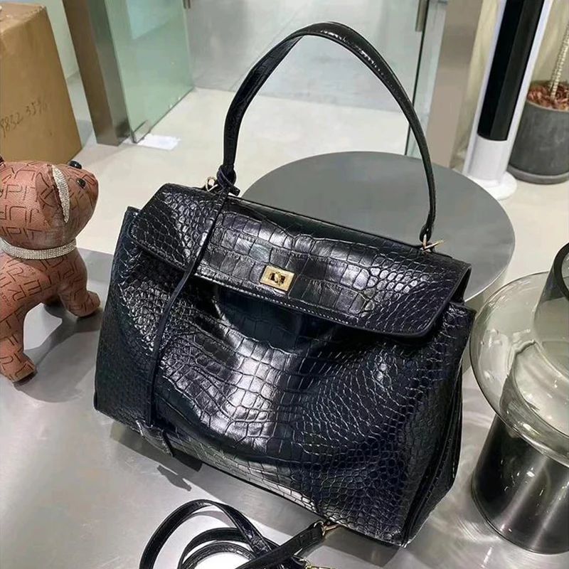 grand sac crocodile noir
