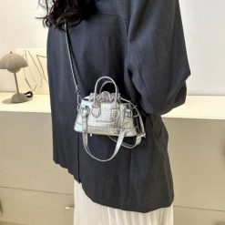 sac à main croco gris