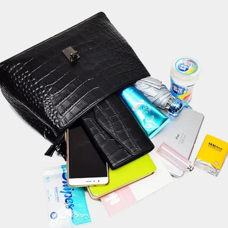 sac à main cuir alligator noir