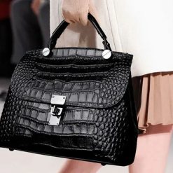 sac à main cuir croco noir