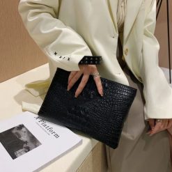 sac à main effet croco noir