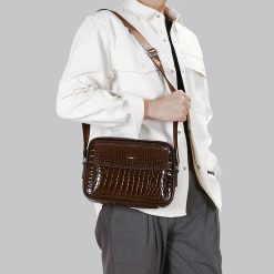 sac bandoulière croco marron