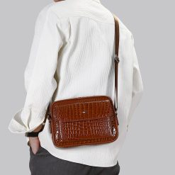 sac bandoulière crocodile marron