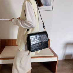 sac bandoulière crocodile noir pour femme