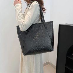 sac cabas croco noir