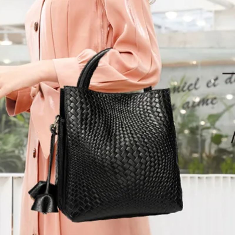 sac croco cuir noir
