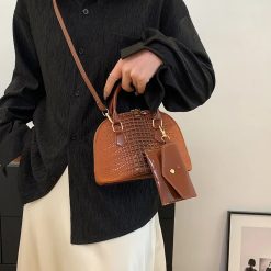 sac croco marron vintage