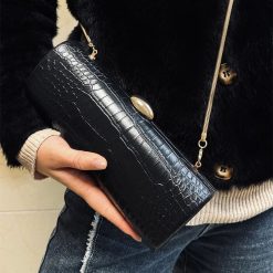 sac cuir noir effet croco