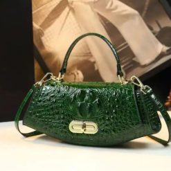 sac cuir vert croco