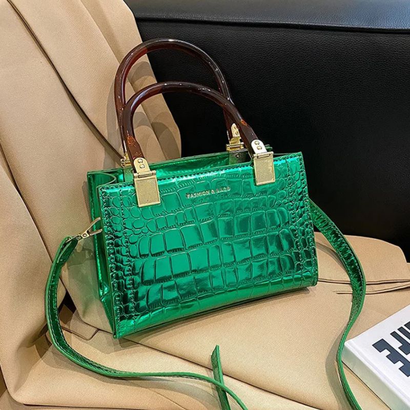 sac effet crocodile vert