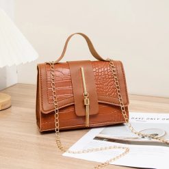 sac imitation crocodile marron