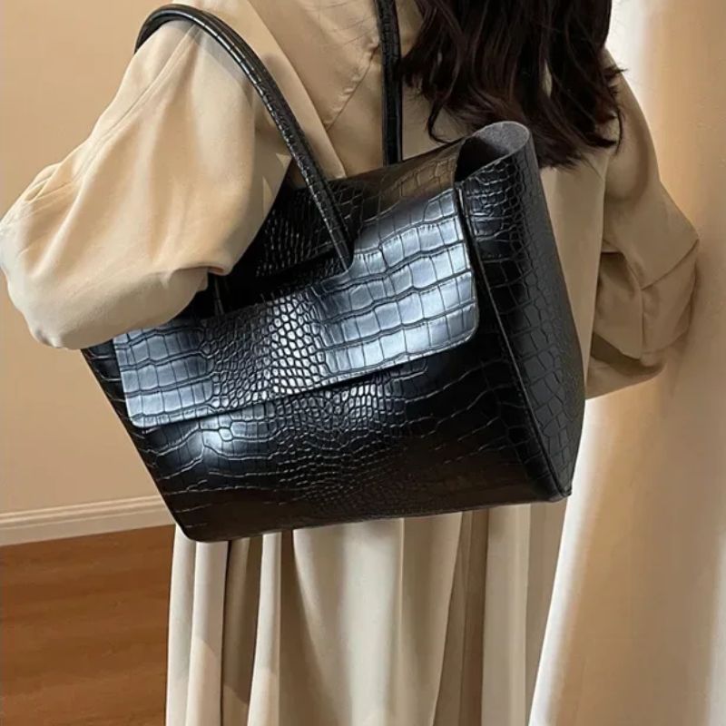 sac seau croco noir