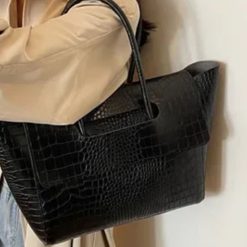 sac seau crocodile noir